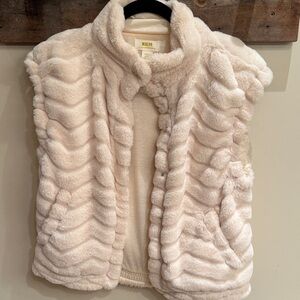 Anthropologie Maeve Cream Faux Fur Vest